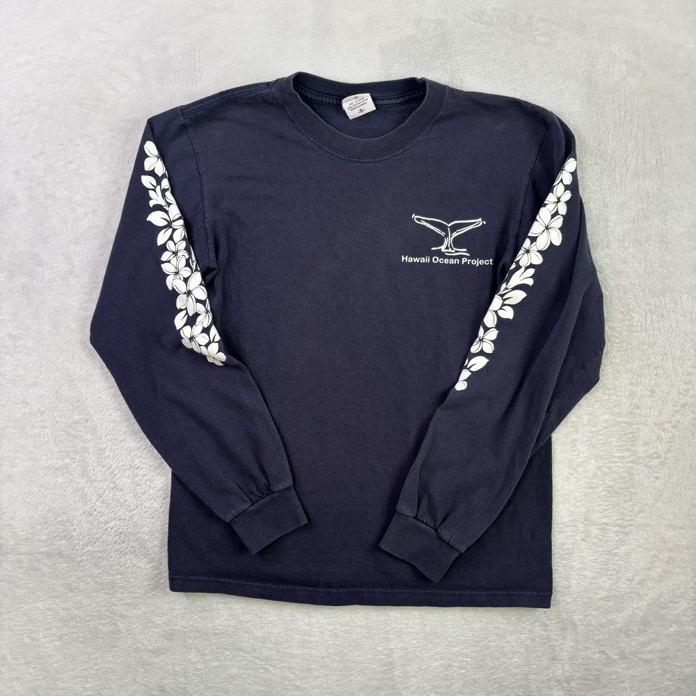 Y2K Anvil Hawaii Ocean Project Blue Long Sleeve Hit Graphic Shirt Men's Small